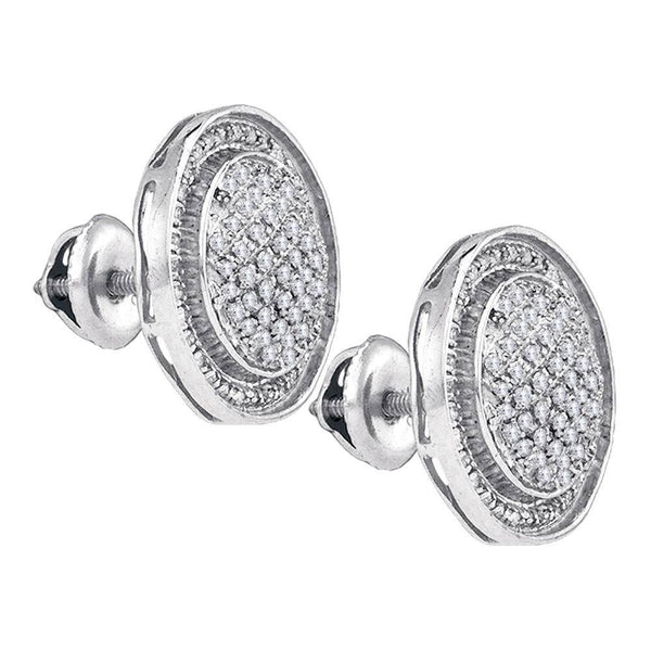 Sterling Silver Round Diamond Circle Frame Cluster Stud Earrings 1/2 Cttw - Gold Americas
