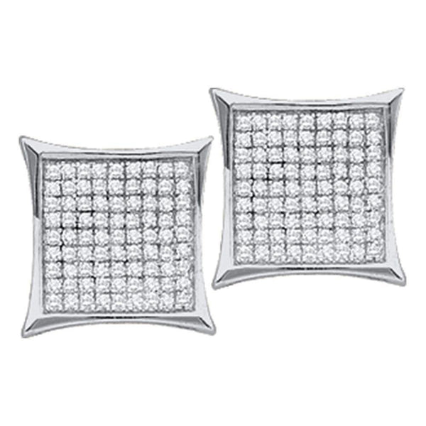Sterling Silver Round Diamond Square Kite Cluster Stud Earrings 7/8 Cttw - Gold Americas