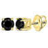 14K Yellow Gold Unisex Round Black Color Enhanced Diamond Solitaire Stud Earrings 1/2 Cttw - Gold Americas