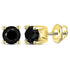 14K Yellow Gold Unisex Round Black Color Enhanced Diamond Solitaire Stud Earrings 1.00 Cttw - Gold Americas