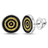 Sterling Silver Mens Round Yellow Black Color Enhanced Diamond Circle Stud Earrings 1/2 Cttw - Gold Americas