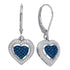10K White Gold Round Blue Color Enhanced Diamond Heart Dangle Earrings 3/8 Cttw - Gold Americas