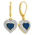 10K Yellow Gold Round Blue Color Enhanced Diamond Heart Dangle Earrings 3/8 Cttw - Gold Americas