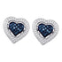 10K White Gold Round Blue Color Enhanced Diamond Heart Screwback Earrings 3/8 Cttw - Gold Americas