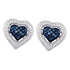10K White Gold Round Blue Color Enhanced Diamond Heart Screwback Earrings 3/8 Cttw - Gold Americas