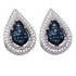 10K White Gold Round Blue Color Enhanced Diamond Teardrop Cluster Earrings 3/8 Cttw - Gold Americas