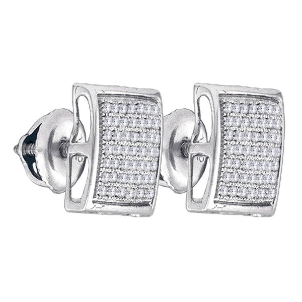 Sterling Silver Round Diamond Square Cluster Stud Earrings 1/3 Cttw - Gold Americas