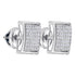 Sterling Silver Round Diamond Square Cluster Stud Earrings 1/3 Cttw - Gold Americas
