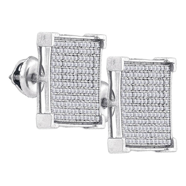 Sterling Silver Round Diamond Square Cluster Stud Earrings 7/8 Cttw - Gold Americas