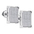 Sterling Silver Round Diamond Square Cluster Stud Earrings 7/8 Cttw - Gold Americas
