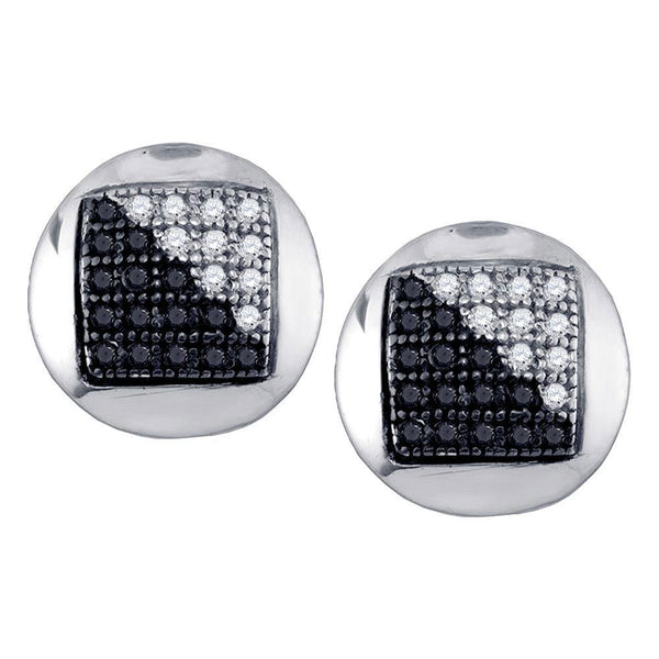 10K White Gold Round Black Color Enhanced Diamond Cluster Earrings 1/6 Cttw - Gold Americas