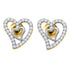 10K Yellow Gold Round Diamond Heart Earrings 1/5 Cttw - Gold Americas