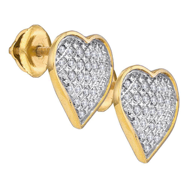 Yellow-tone Sterling Silver Round Diamond Heart Screwback Earrings 1/6 Cttw - Gold Americas