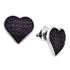 Sterling Silver Black Color Enhanced Diamond Heart Cluster Screwback Stud Earrings 1/4 Cttw - Gold Americas