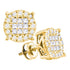 14K Yellow Gold Princess Diamond Soleil Cluster Earrings 1.00 Cttw - Gold Americas