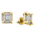 Yellow-tone Sterling Silver Mens Round Diamond Square Cluster Stud Earrings 1/8 Cttw - Gold Americas