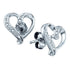 Sterling Silver Round Diamond-accent Heart Screwback Earrings .02 Cttw - Gold Americas