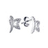 10K White Gold Round Diamond Butterfly Bug Earrings 1/20 Cttw - Gold Americas