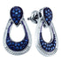 Sterling Silver Round Blue Color Enhanced Diamond Door Knocker Dangle Earrings 5/8 Cttw - Gold Americas
