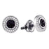 Sterling Silver Round Black Color Enhanced Diamond Circle Frame Cluster Earrings 1/4 Cttw - Gold Americas