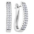 14k White Gold Round Pave-set Diamond 2-row Oblong Hoop Earrings 1.00 Cttw - Gold Americas