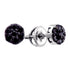 10K White Gold Round Black Color Enhanced Diamond Cluster Screwback Earrings 3/8 Cttw - Gold Americas