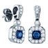 10K White Gold Round Blue Color Enhanced Diamond Square Dangle Screwback Earrings 5/8 Cttw - Gold Americas