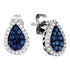 10K White Gold Round Blue Color Enhanced Diamond Teardrop Cluster Earrings 1/2 Cttw - Gold Americas