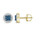 10k Yellow Gold Round Blue Color Enhanced Diamond Cluster Stud Screwback Earrings 1/4 Cttw - Gold Americas