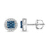 10k White Gold Round Blue Color Enhanced Diamond Cluster Stud Screwback Earrings 1/4 Cttw - Gold Americas