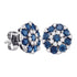 10K White Gold Round Blue Color Enhanced Diamond Flower Cluster Screwback Earrings 1-1/2 Cttw - Gold Americas