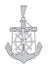 925 Sterling Silver Cubic Zirconia CZ Anchor with Crucifix Religious Pendant Charm, Pendants, JJ-SLV, Jawa Jewelers