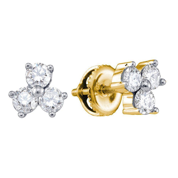 14K Yellow Gold Round Diamond Stud Earrings 5/8 Cttw - Gold Americas