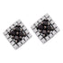 14K White Gold Round Black Color Enhanced Diamond Square Cluster Earrings 1/4 Cttw - Gold Americas