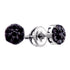 14K White Gold Round Black Color Enhanced Diamond Flower Cluster Earrings 3/8 Cttw - Gold Americas