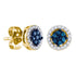14k Yellow Gold Round Blue Color Enhanced Diamond Cluster Stud Screwback Earrings 1/4 Cttw - Gold Americas