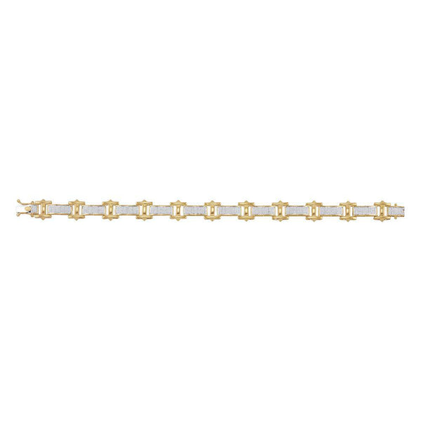 10K Yellow Gold Mens Diamond Big Look Pave-set Fashion Bracelet 1-3/8 Cttw