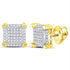 10K Yellow Gold Mens Round Diamond Square Cluster Stud Earrings 1/6 Cttw - Gold Americas
