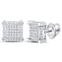 10K White Gold Mens Round Diamond Square Cluster Stud Earrings 1/6 Cttw - Gold Americas