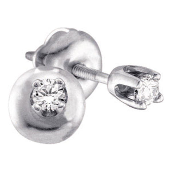 14K White Gold Girls Infant Round Diamond Solitaire Stud Earrings 1/10 Cttw - Gold Americas