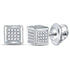 Sterling Silver Mens Round Diamond 3D Square Cluster Stud Earrings 1/3 Cttw - Gold Americas