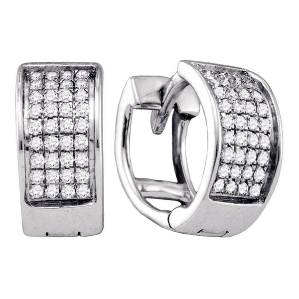 Sterling Silver Diamond Unisex Mens Huggie Hoop Earrings 1/6 Cttw - Gold Americas