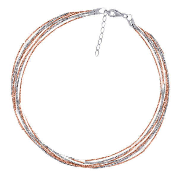 925 Sterling Silver 12.3gms with Rose Plated Spring Omega Bracelet  7.5" Unisex - Gold Americas