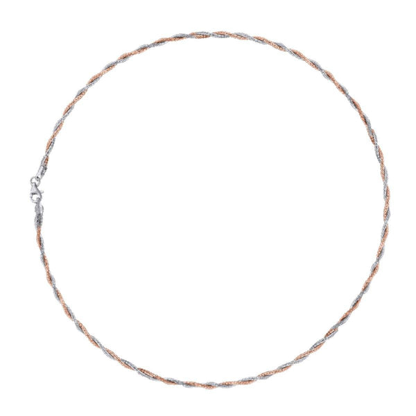 925 Sterling Silver 3.9gms with Rose Plated Spring Omega Bracelet  7" Unisex - Gold Americas