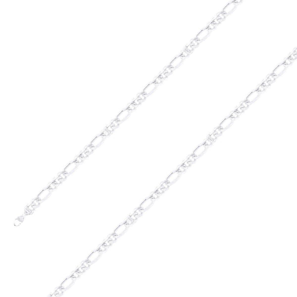 925 Sterling 6mm Silver Diamond Cut Classic Figaro Chain Size- 8" - Gold Americas