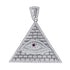 925 Sterling Silver Cubic Zirconia CZ Evil Eye Pyramid Religious Pendant Charm, Pendants, JJ-SLV, Jawa Jewelers