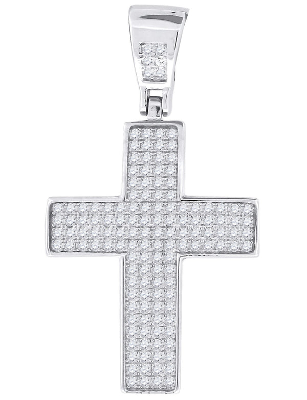 925 Sterling Silver Cubic Zirconia CZ Cross Religious Pendant Charm, Pendants, JJ-SLV, Jawa Jewelers