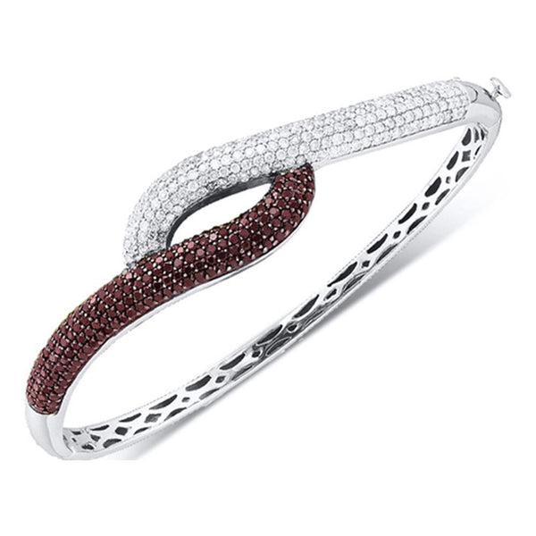 14k White Gold Cognac-brownDiamond Luxury Bangle Bracelet 2-1/2 Cttw