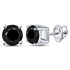10K White Gold Unisex Round Black Color Enhanced Diamond Solitaire Stud Earrings 2.00 Cttw - Gold Americas