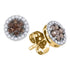 10k Yellow Gold Cognac-brown Color Enhanced Diamond Flower Cluster Screwback Stud Earrings 1/4 Cttw - Gold Americas